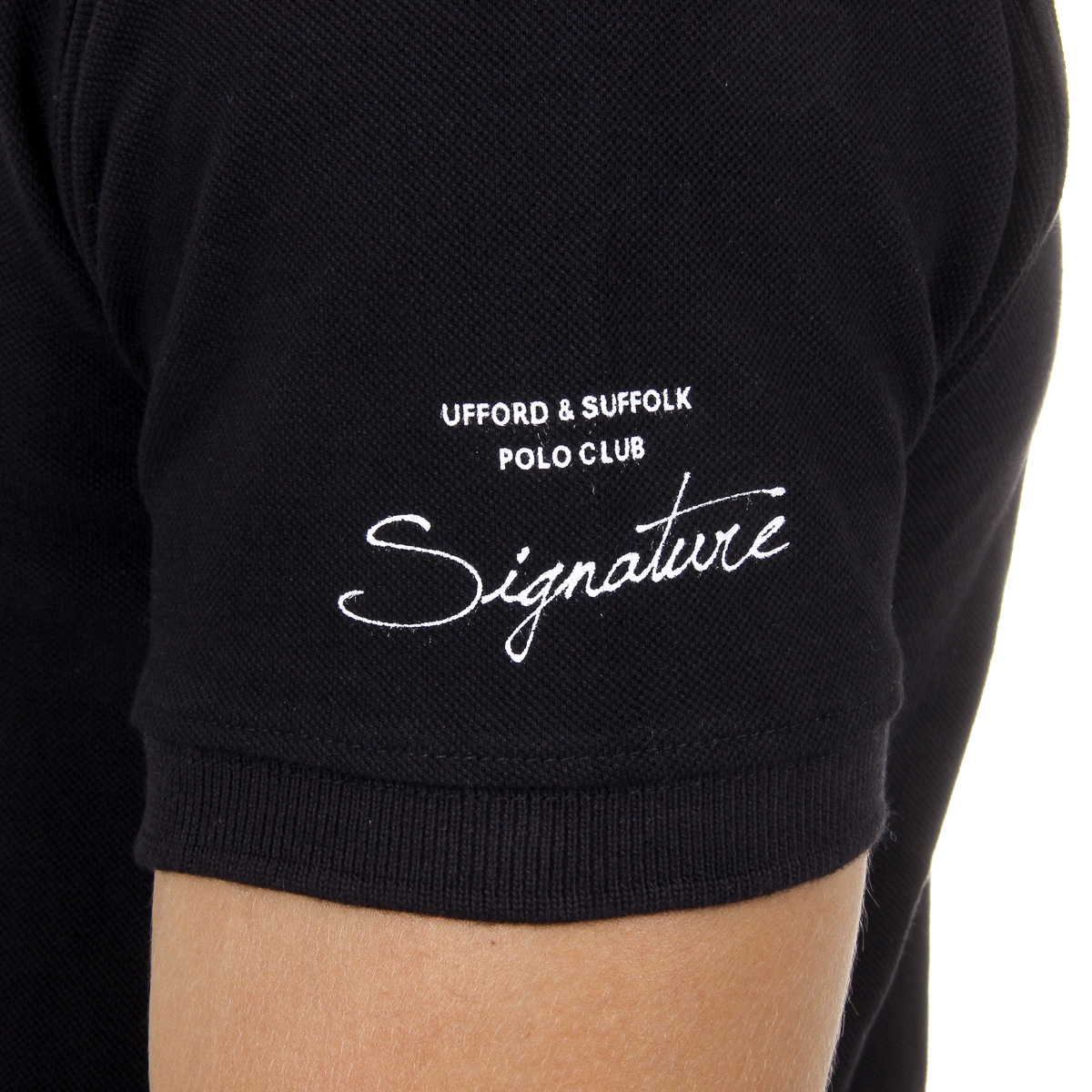 Polo Ufford & Suffolk Polo Club para hombre, manga corta, US026, negro