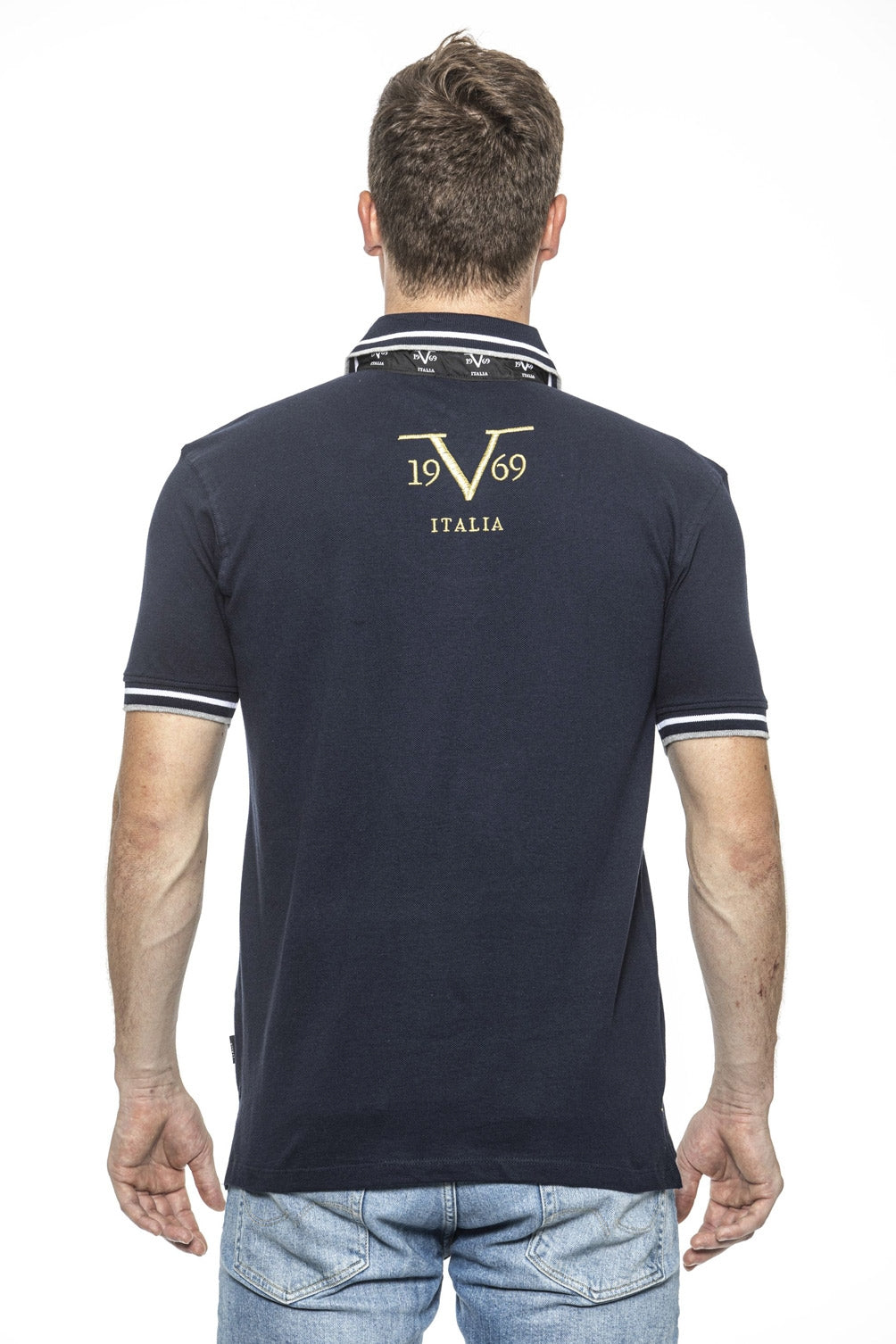19V69 Italia Polo para hombre Azul RETRO AZUL MARINO