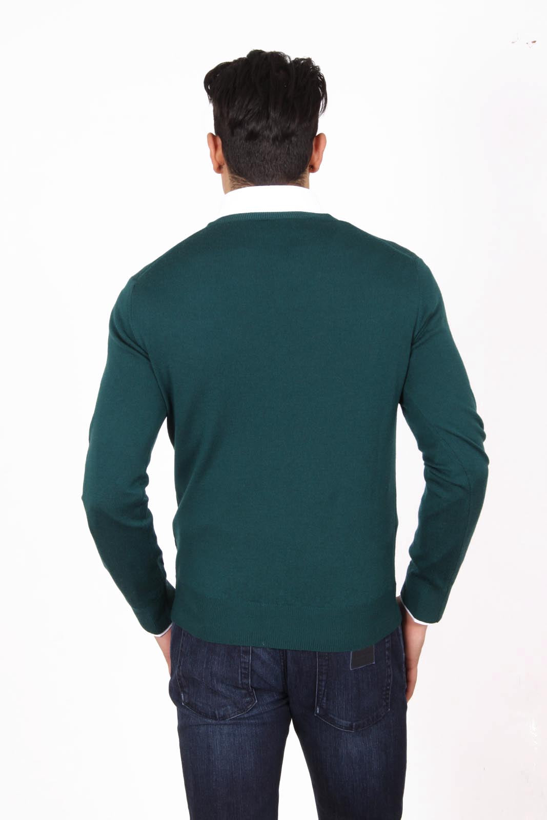 Suéter de cuello redondo para hombre V 1969 Italia 9800 VERDONE