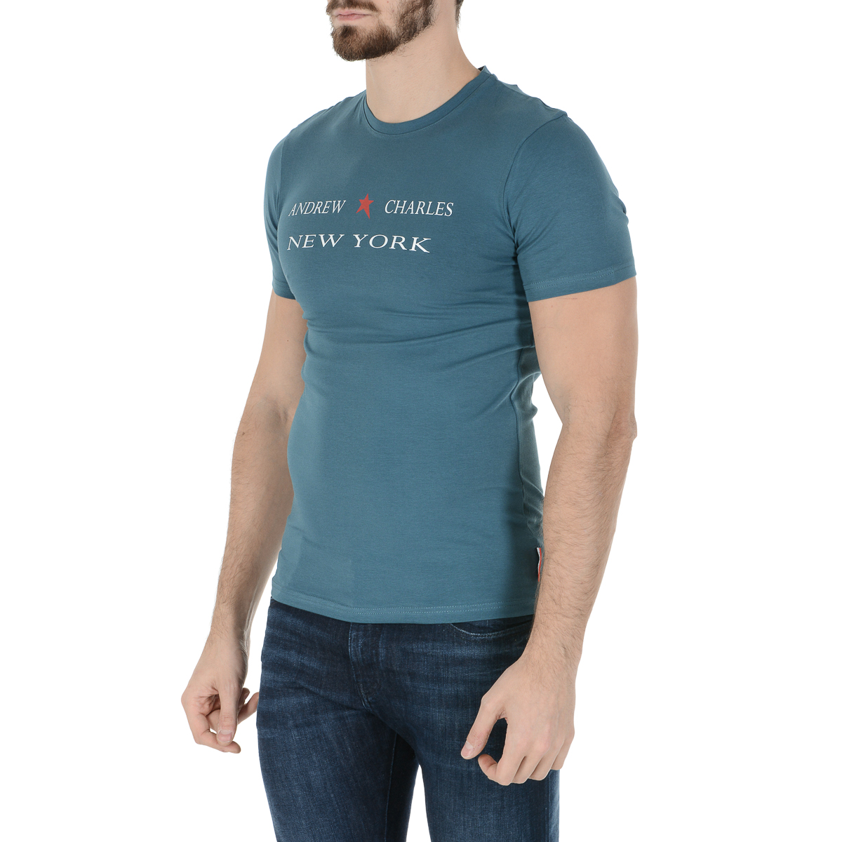 Camiseta Andrew Charles para hombre, manga corta, cuello redondo, verde, KEITA