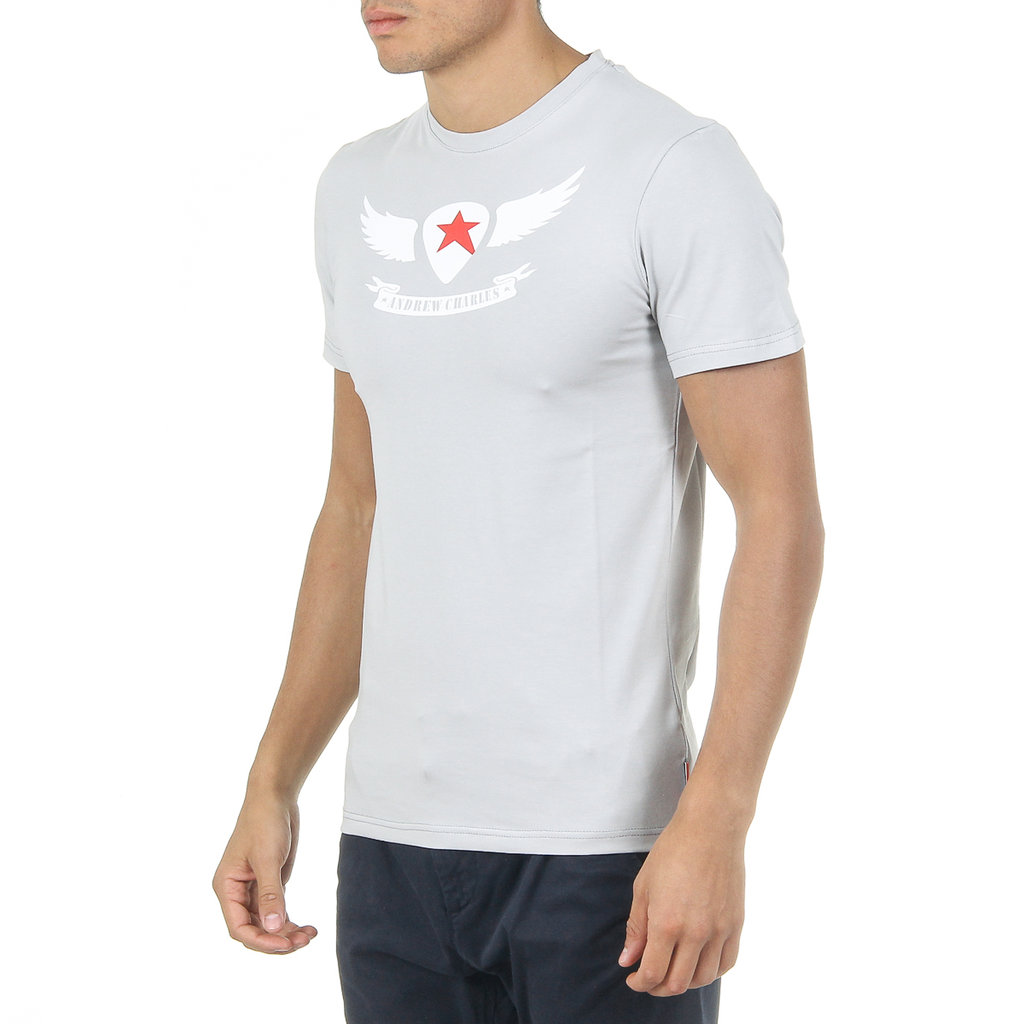 Camiseta Andrew Charles para hombre, manga corta, cuello redondo, gris claro, KEITA
