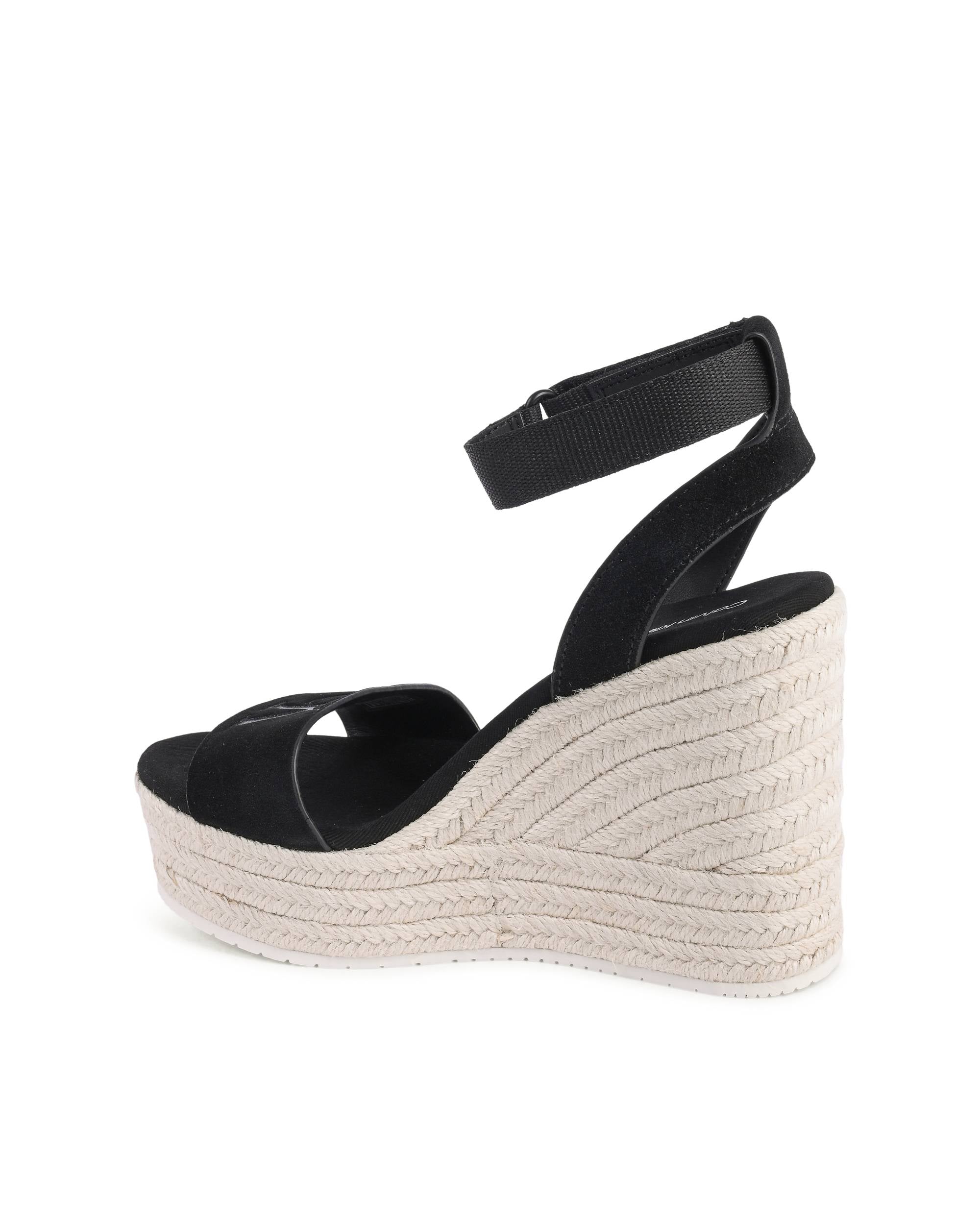 Calvin Klein - Sandalias de cuña para mujer, color negro, YW0YW01026BEH