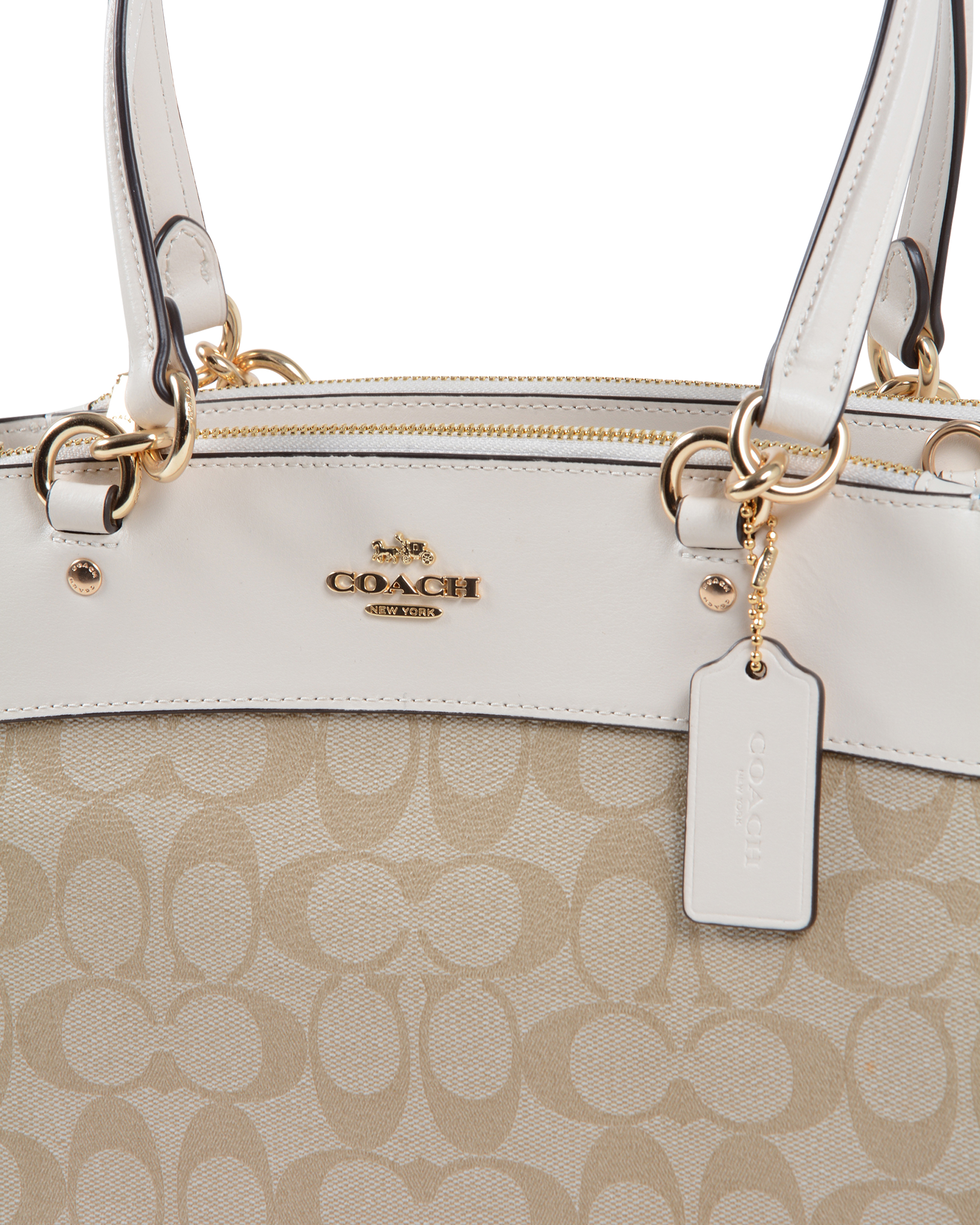 Bolso de mano Coach para mujer beige y blanco F25396 CHALK