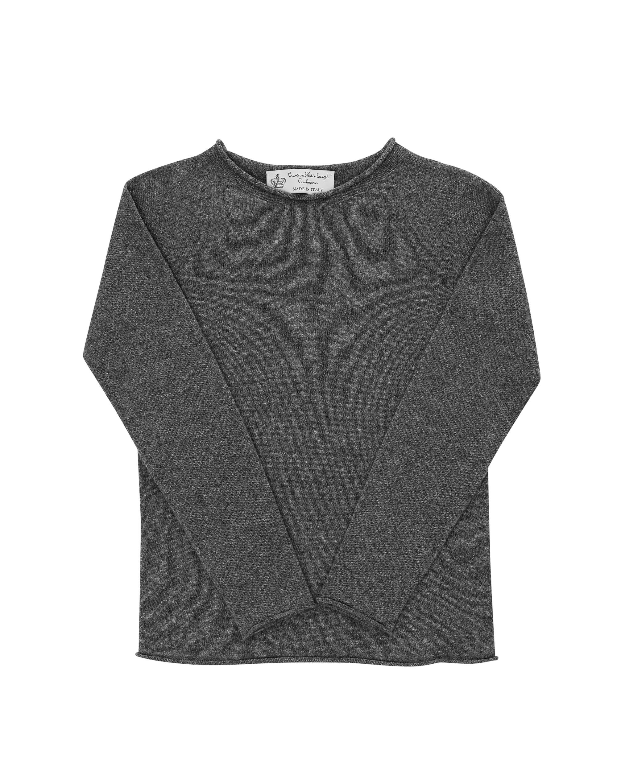 Suéter de cuello barco para mujer de cachemira Crown of Edinburgh COE 0025 GRIS OSCURO
