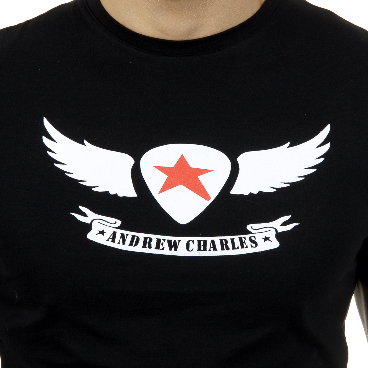 Camiseta Andrew Charles para hombre, manga corta, cuello redondo, negra, KEITA