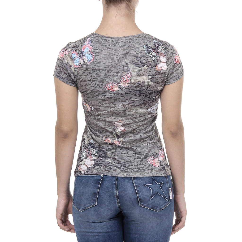 Andrew Charles Womens T-shirt Short Sleeves V-Neck Dark Green STELLA
