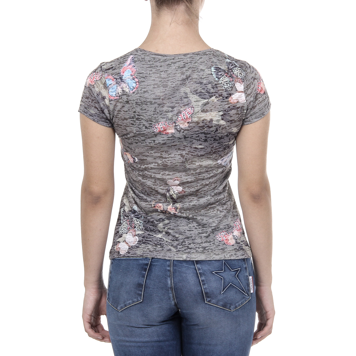 Andrew Charles Womens T-shirt Short Sleeves V-Neck Dark Green STELLA