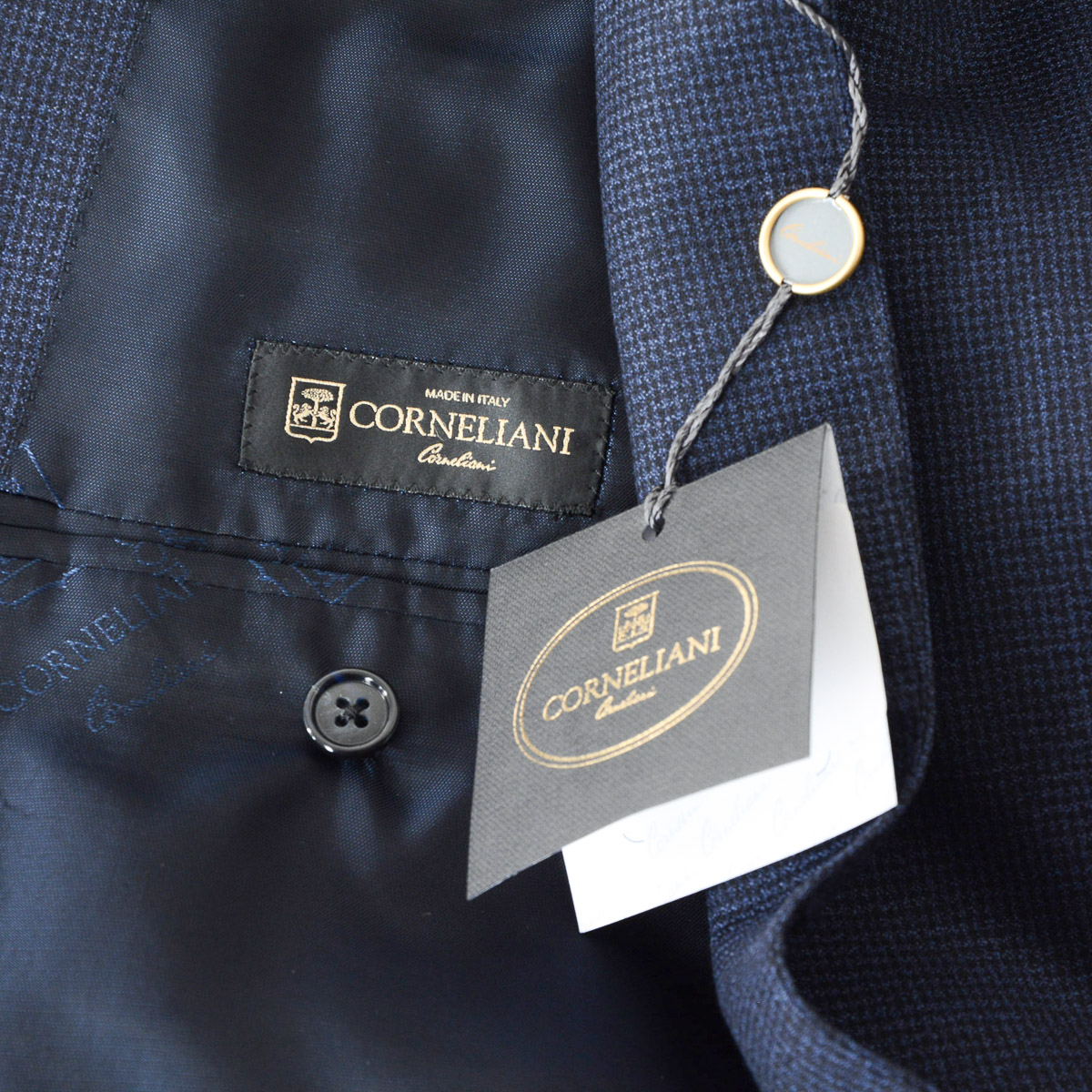 Corneliani Mens Suit Long Sleeves Dark Blue Super 150's