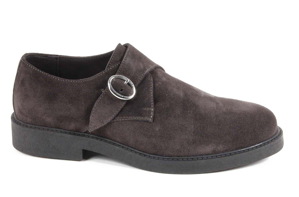 V 1969 Italia Zapato tipo monje para hombre con correa V134 CAMOSCIO GRIGIO INVERNALE