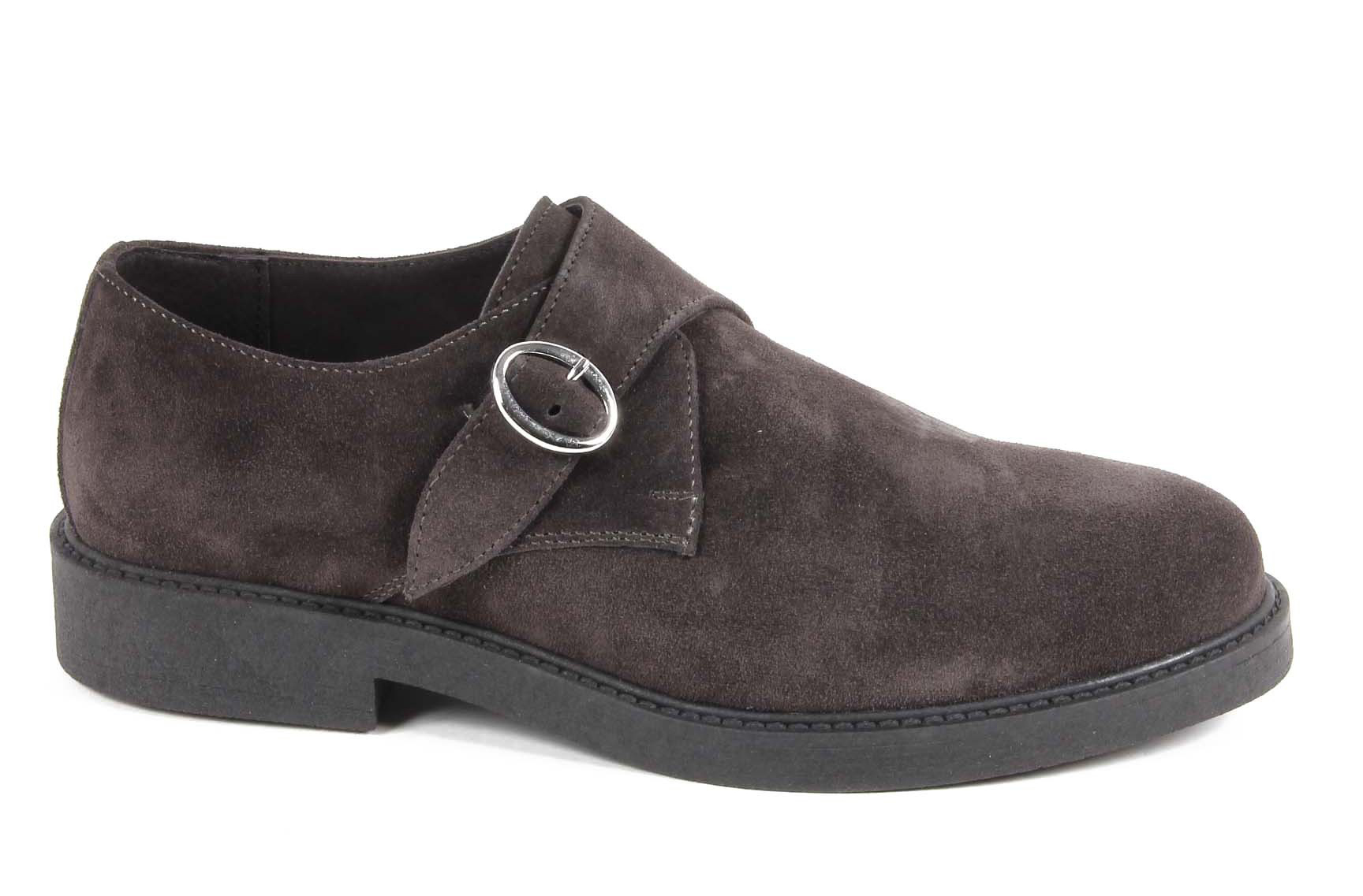 V 1969 Italia Zapato tipo monje para hombre con correa V134 CAMOSCIO GRIGIO INVERNALE