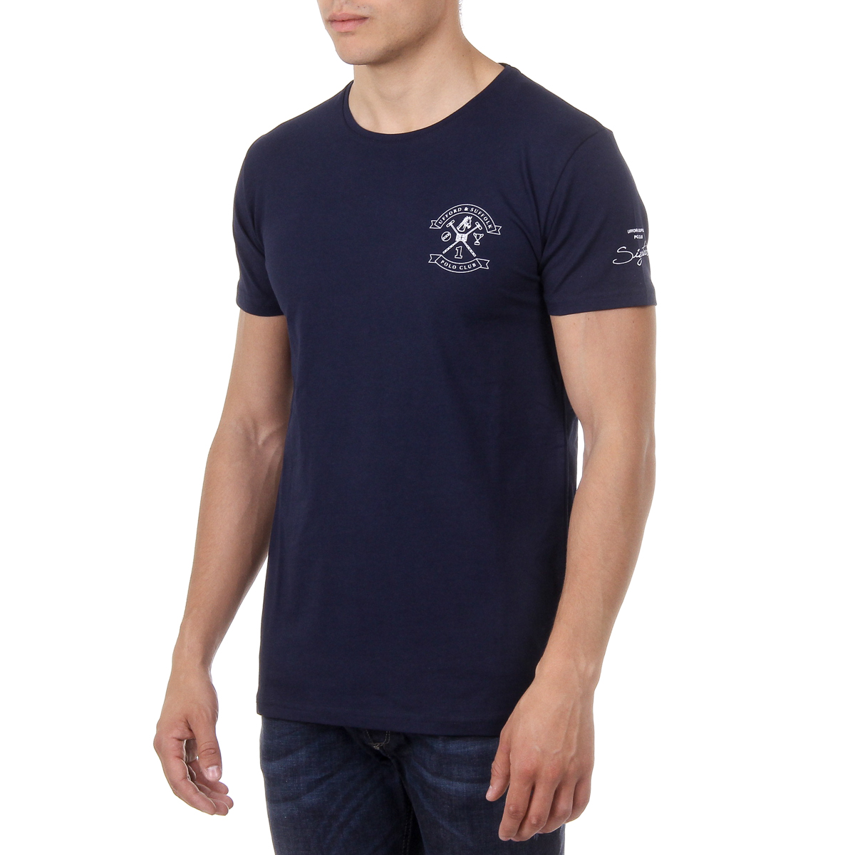 Camiseta de hombre Ufford & Suffolk Polo Club, manga corta, cuello redondo, US028, azul marino