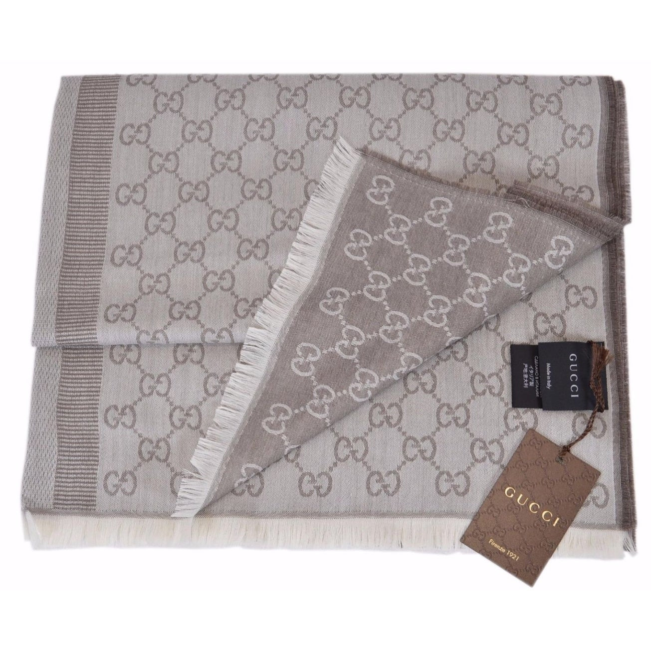 Bufanda Gucci para hombre 70x195 marrón claro