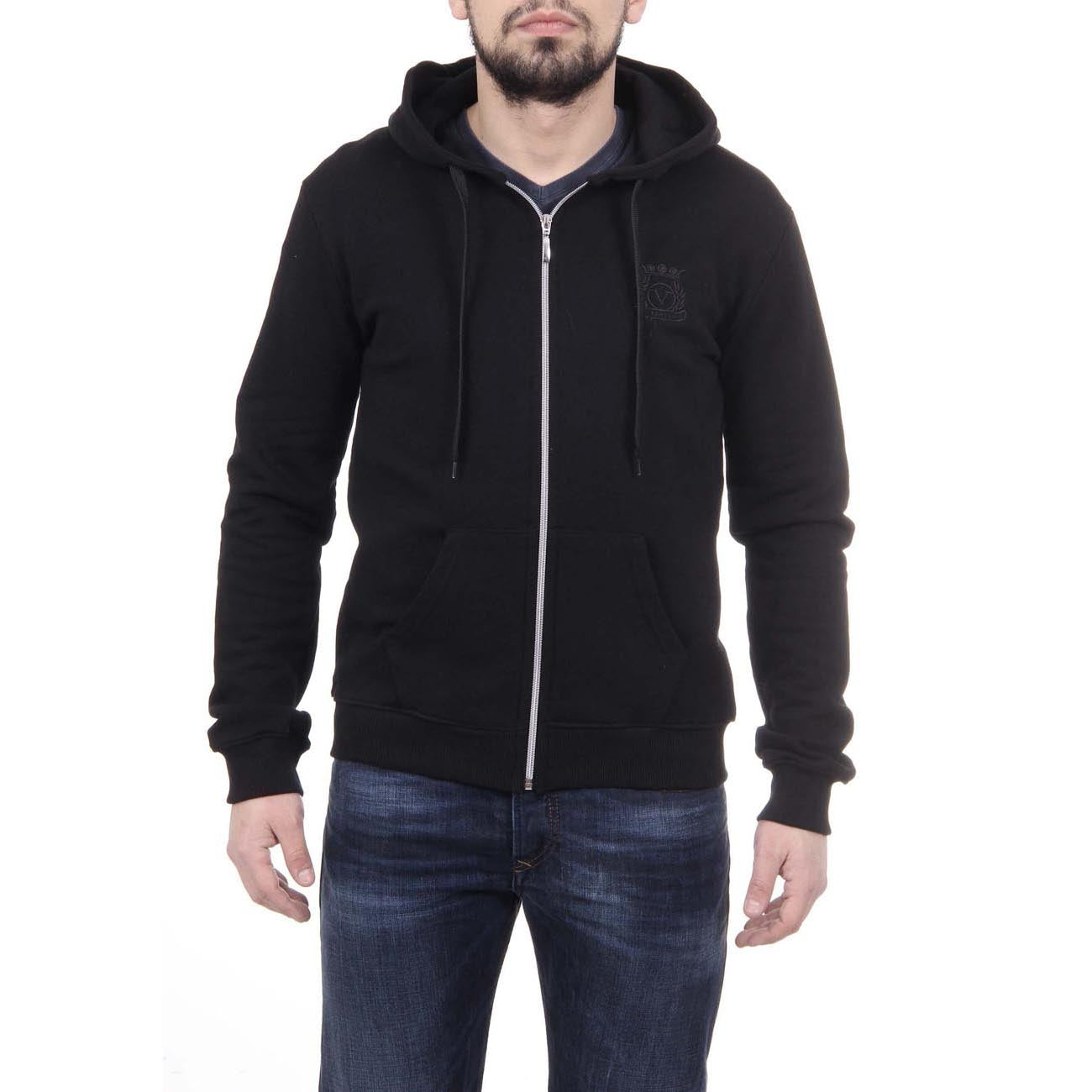 Sudadera con capucha y cremallera V 1969 Italia para hombre, ART. 4468 NEGRO