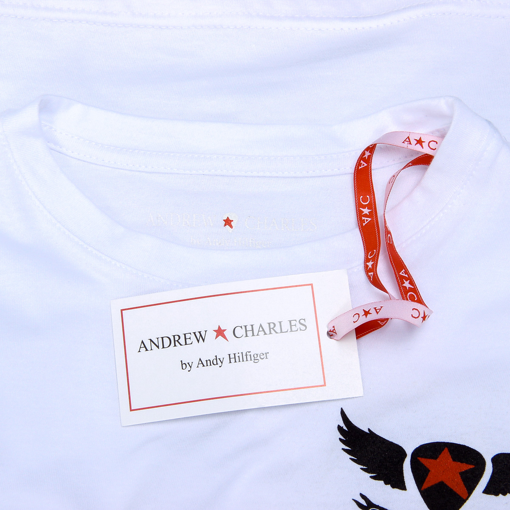 Camiseta Andrew Charles para mujer, manga corta, cuello redondo, color blanco TARANA