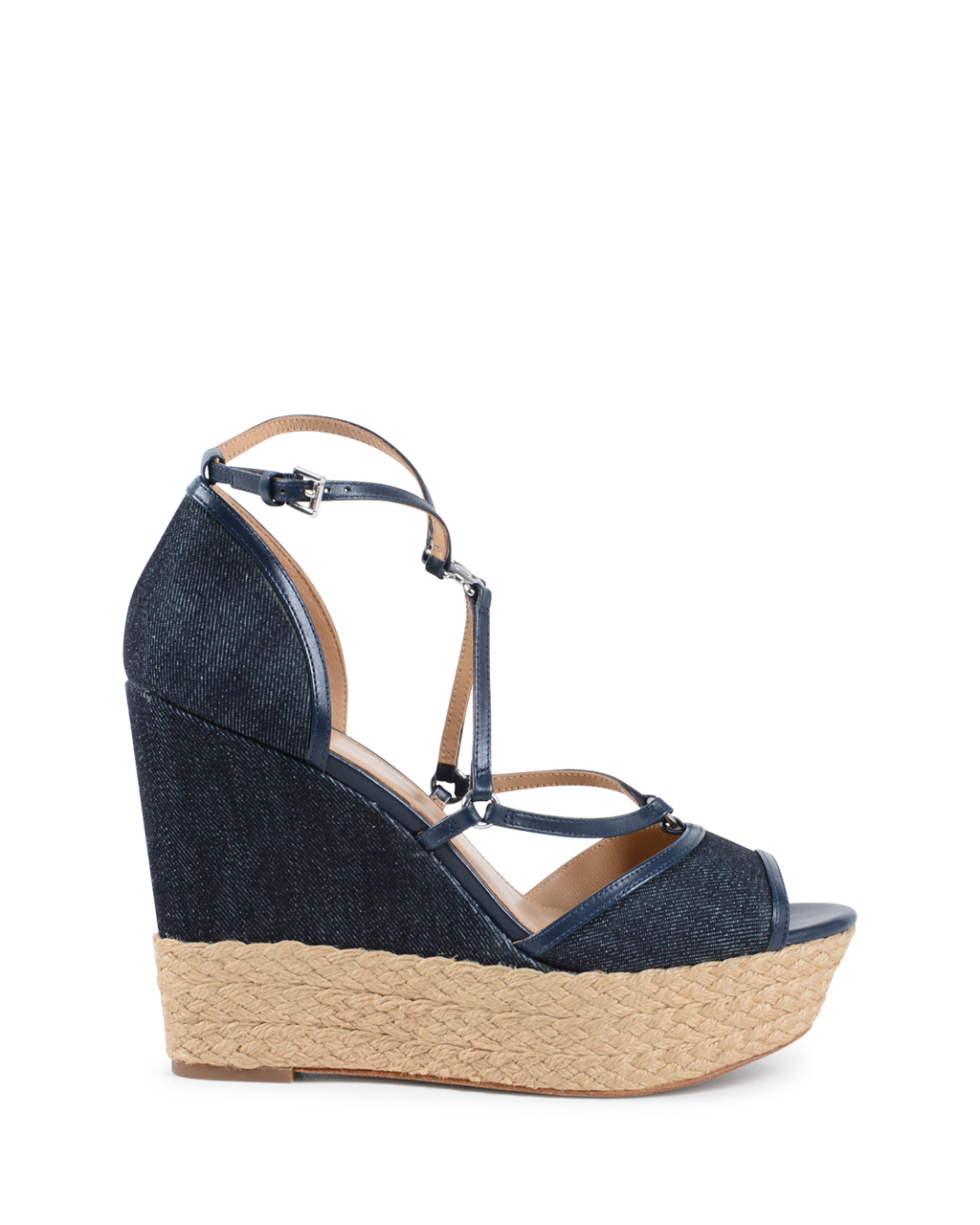 Michael Kors Sandalia de cuña para mujer Azul marino TERRI