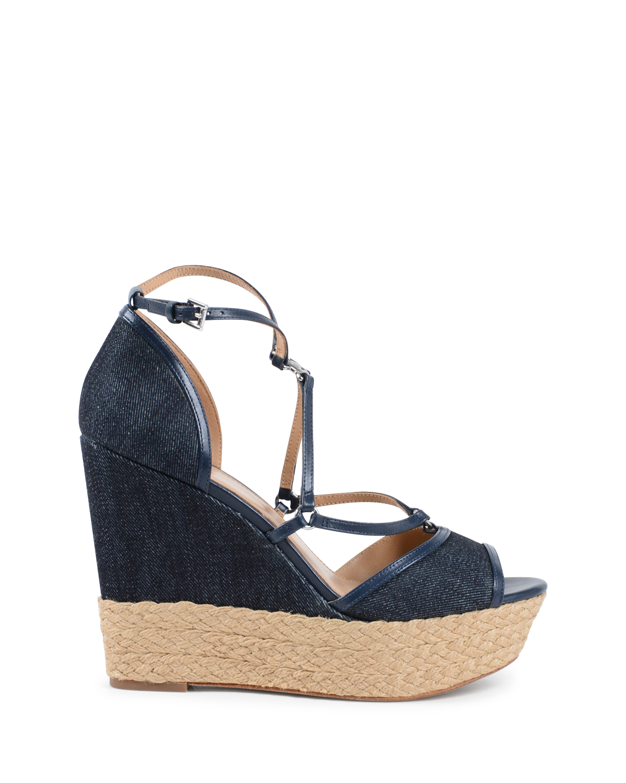 Michael Kors Sandalia de cuña para mujer Azul marino TERRI