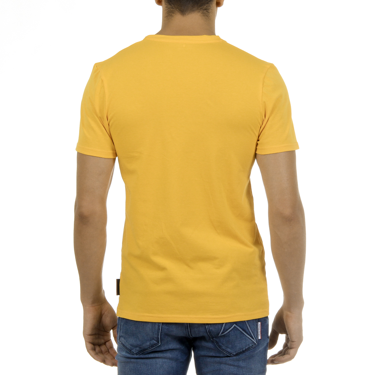 Camiseta Andrew Charles para hombre, manga corta, cuello en V, amarilla, KENAN