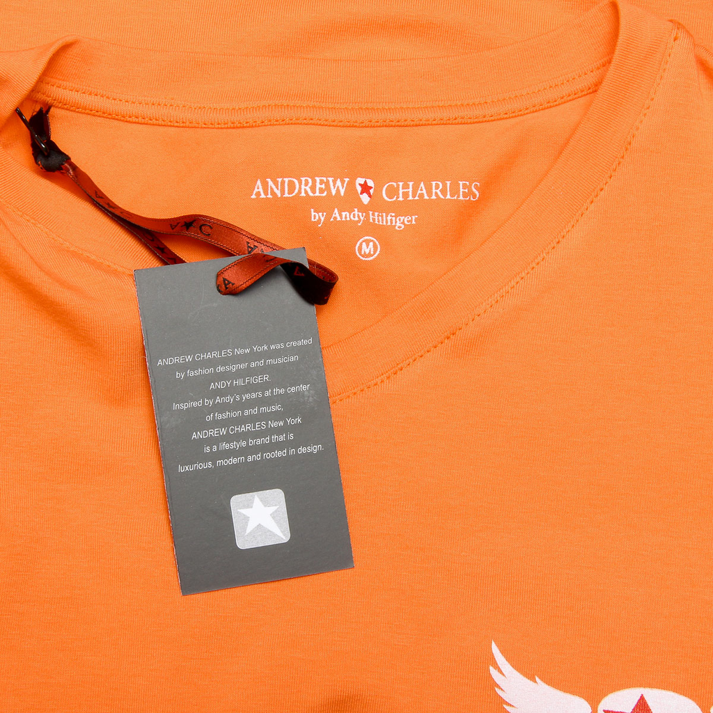 Camiseta Andrew Charles para hombre, manga corta, cuello en V, naranja, KENAN