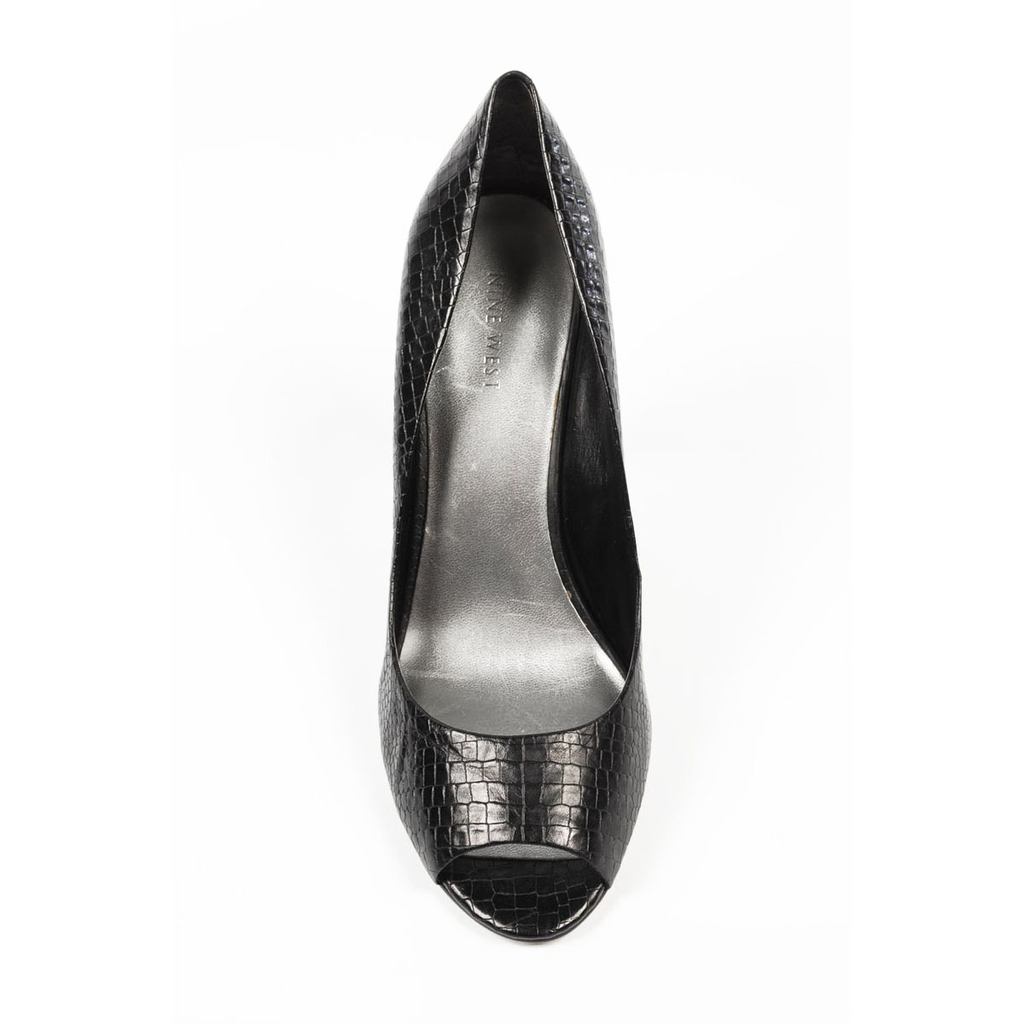 Zapatos de salón Nine West para mujer con punta abierta NWHEALTH BLACK CROCO