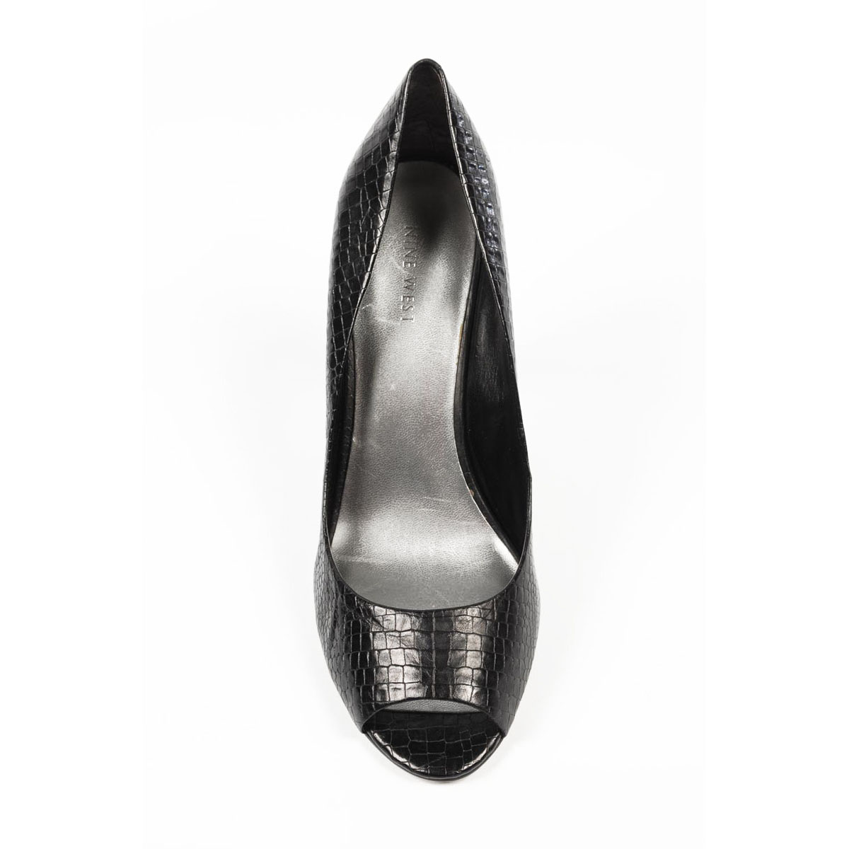 Zapatos de salón Nine West para mujer con punta abierta NWHEALTH BLACK CROCO