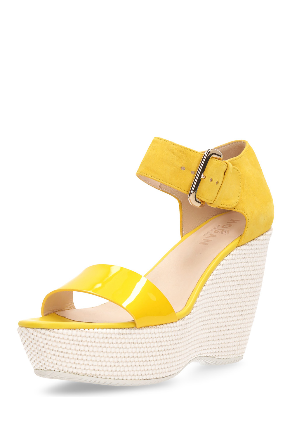 Sandalia de cuña Hogan para mujer, color amarillo, HXW2000H7900NNG013