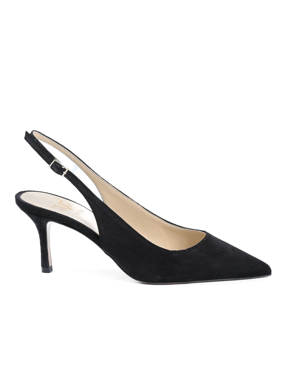 19V69 Italia Sandalia de tacón para mujer negra CHA65 ESTAMPADO NEGRO