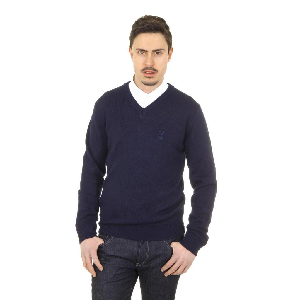 V 1969 Italia Jersey con cuello de pico para hombre 9803 SCOLLO V BLU NAVY