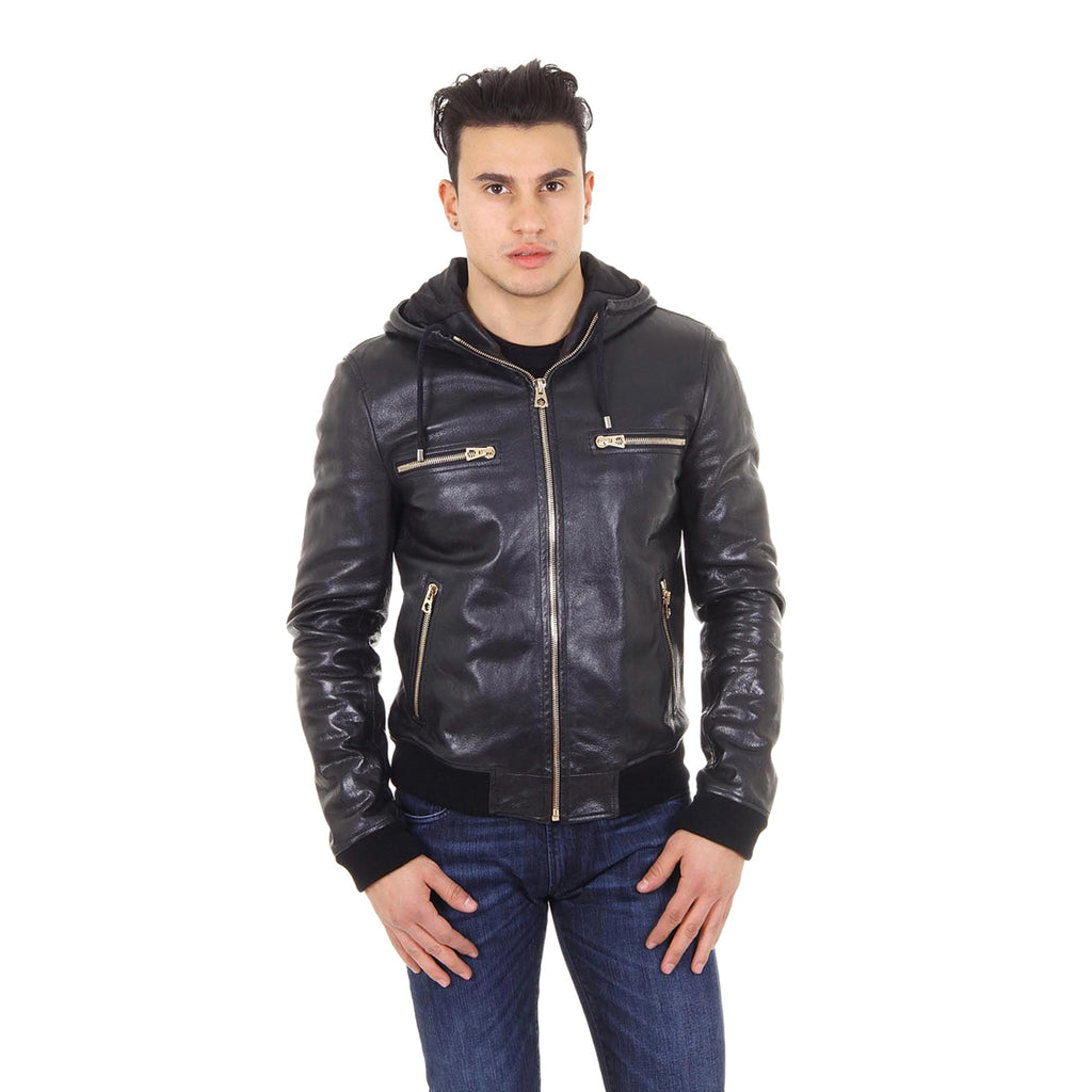Chaqueta de cuero Dolce & Gabbana para hombre G9DG9L FUL1M N0000