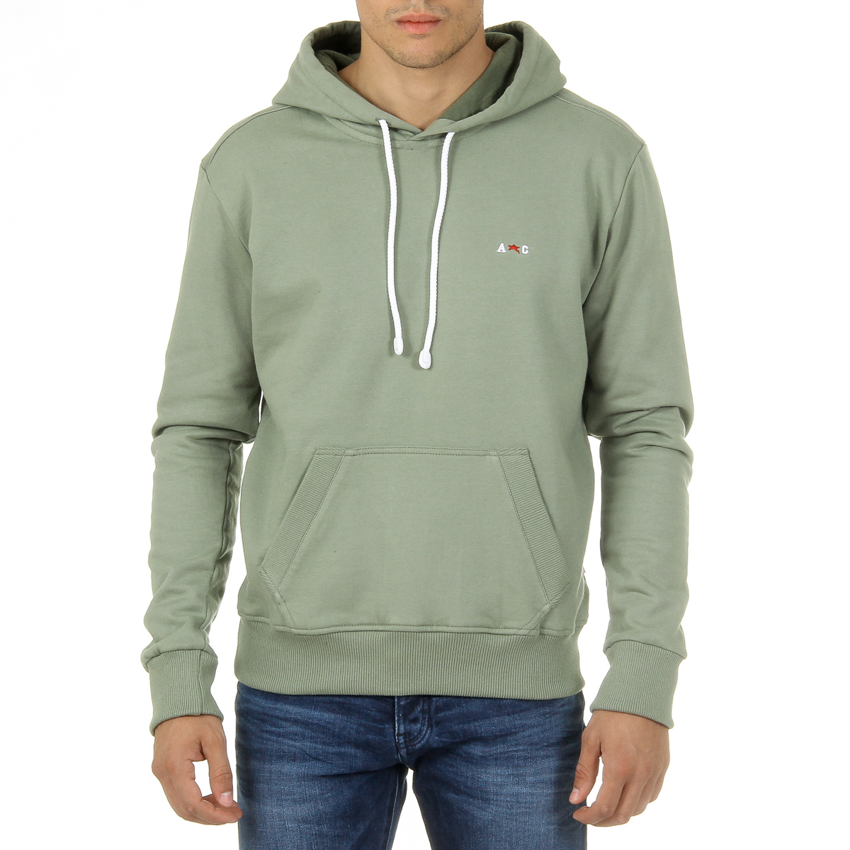 Sudadera con capucha Andrew Charles para hombre, manga larga, cuello redondo, verde FIFI