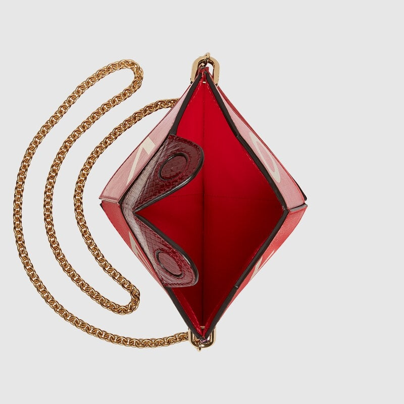 Bolso de hombro pequeño Gucci en forma de corazón rojo rosa