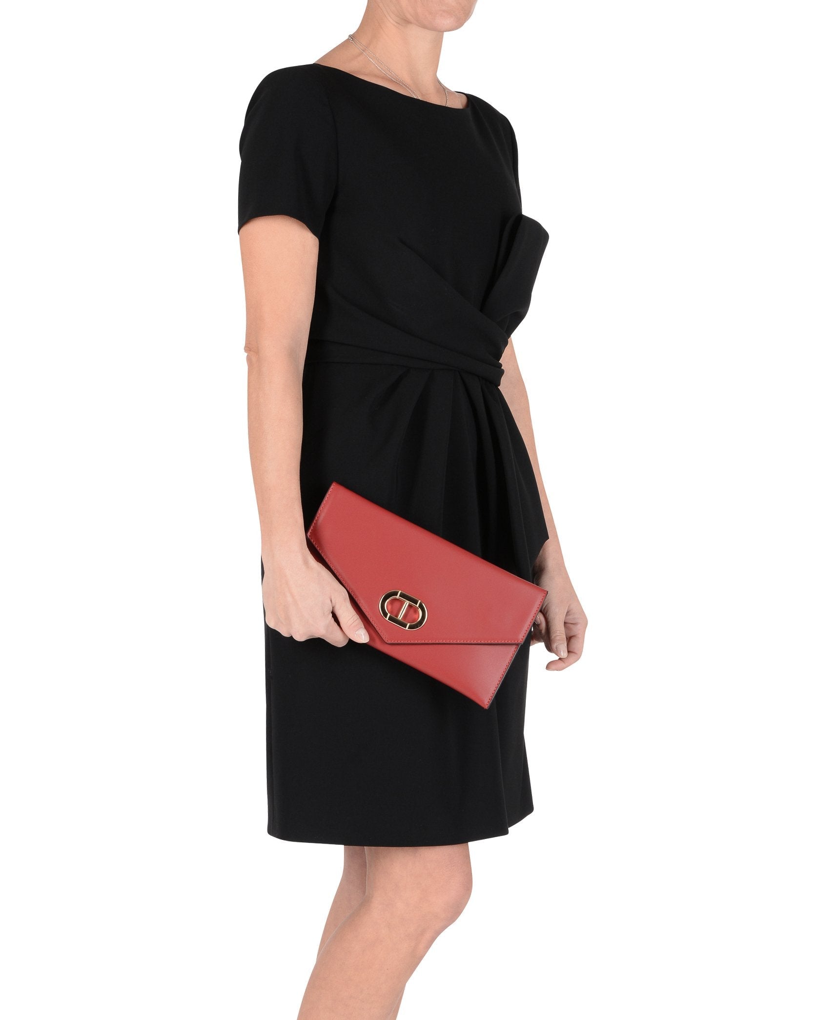 Cartera de piel tipo sobre - Rubí