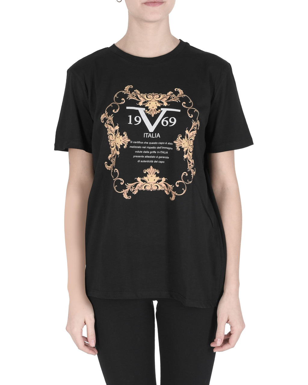 Camiseta de mujer 19V69 Italia CERTIFICADO NEGRO
