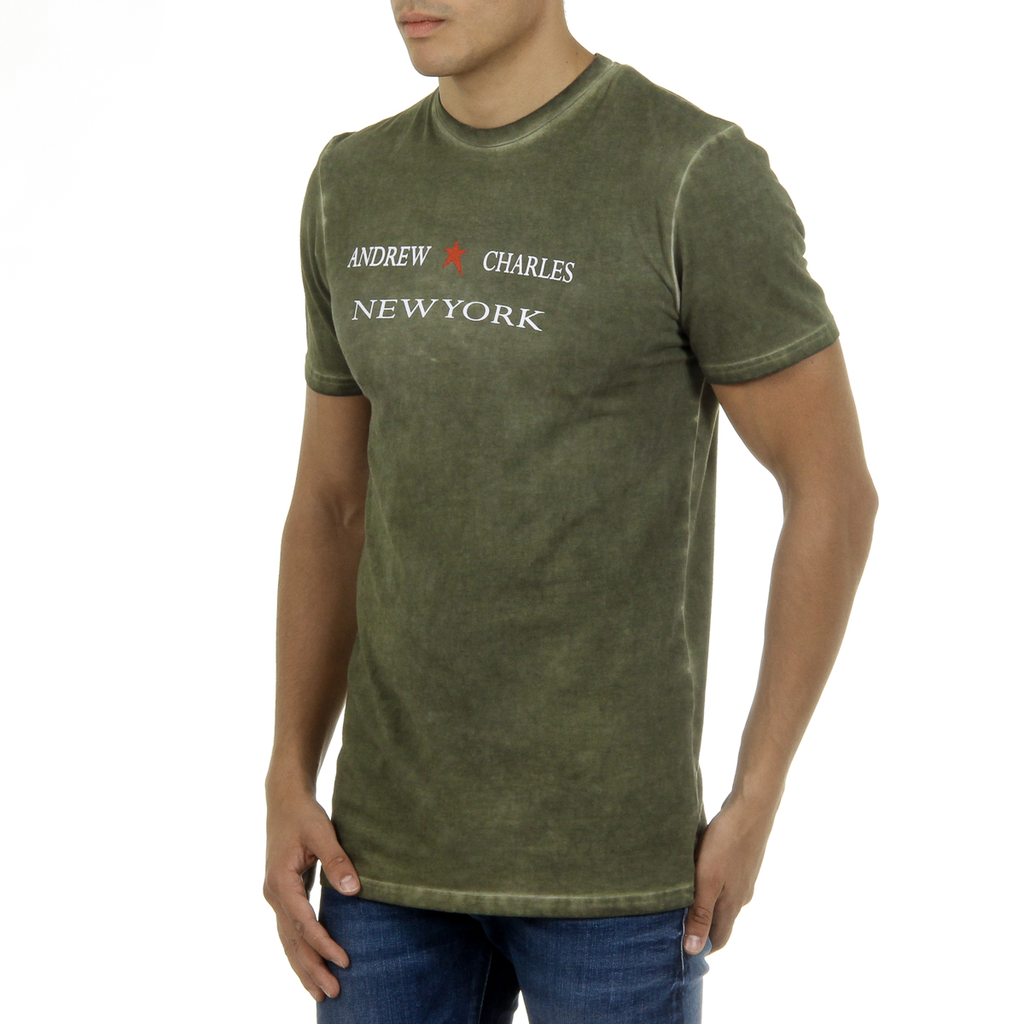 Camiseta Andrew Charles para hombre, manga corta, cuello redondo, verde, KARITA
