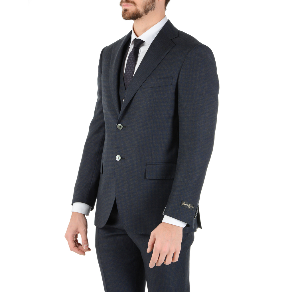 Corneliani Mens Suit Long Sleeves Dark Grey Super 110's