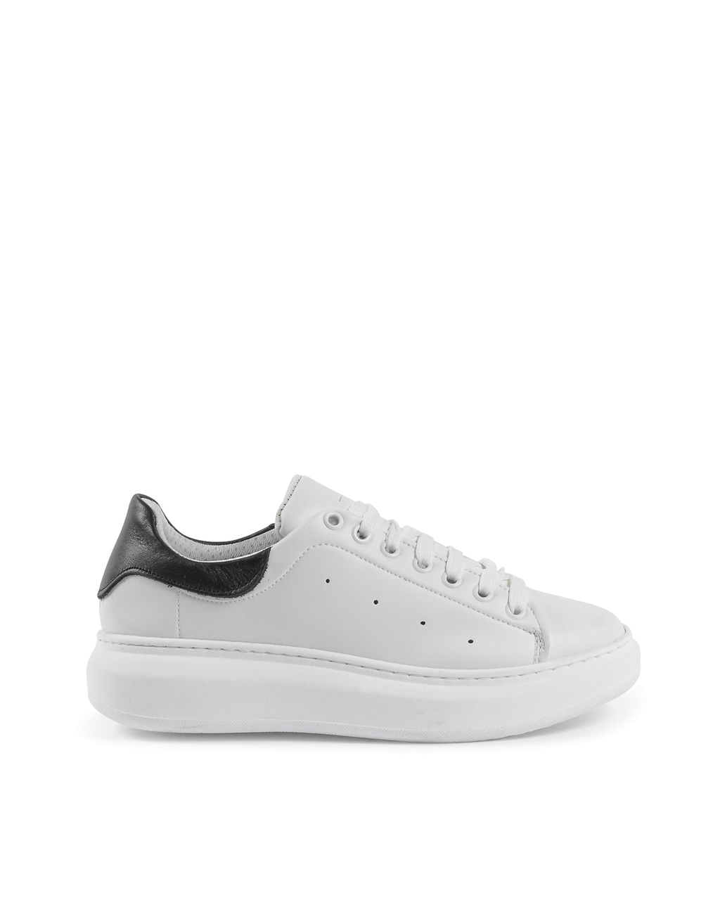 19V69 Italia Womens Sneaker White Black 719 PELLE BIANCO PELLE NERO