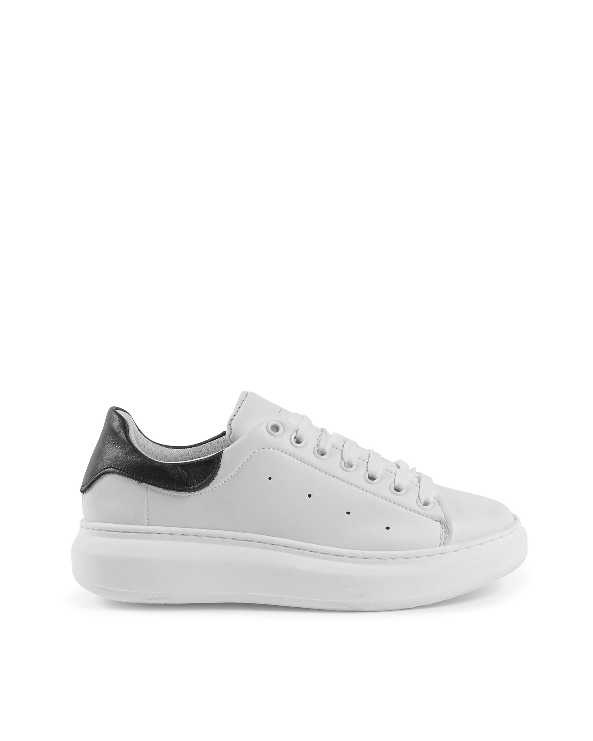 19V69 Italia Womens Sneaker White Black 719 PELLE BIANCO PELLE NERO