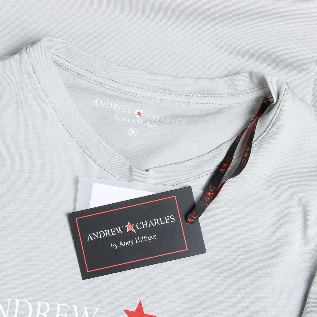 Camiseta Andrew Charles para hombre, manga corta, cuello redondo, gris claro, KEITA