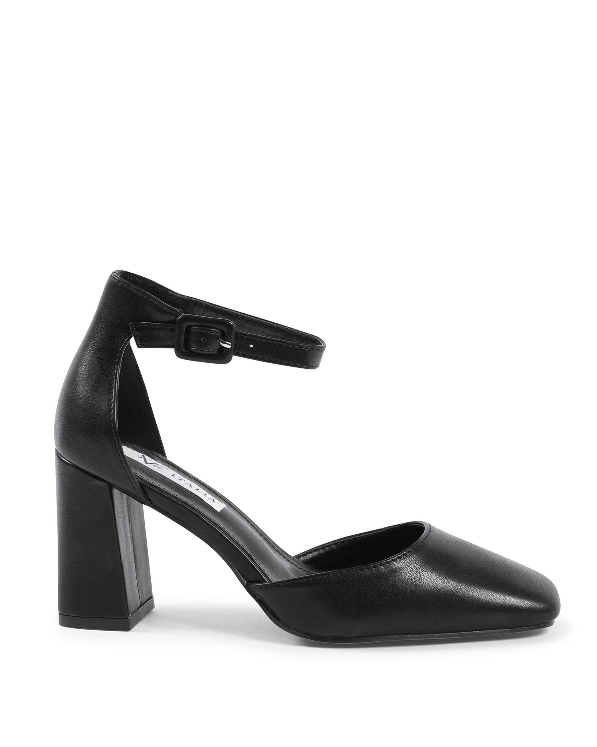 19V69 Italia - Zapatos de salón con tira al tobillo para mujer, color negro, HLL0127 NERO