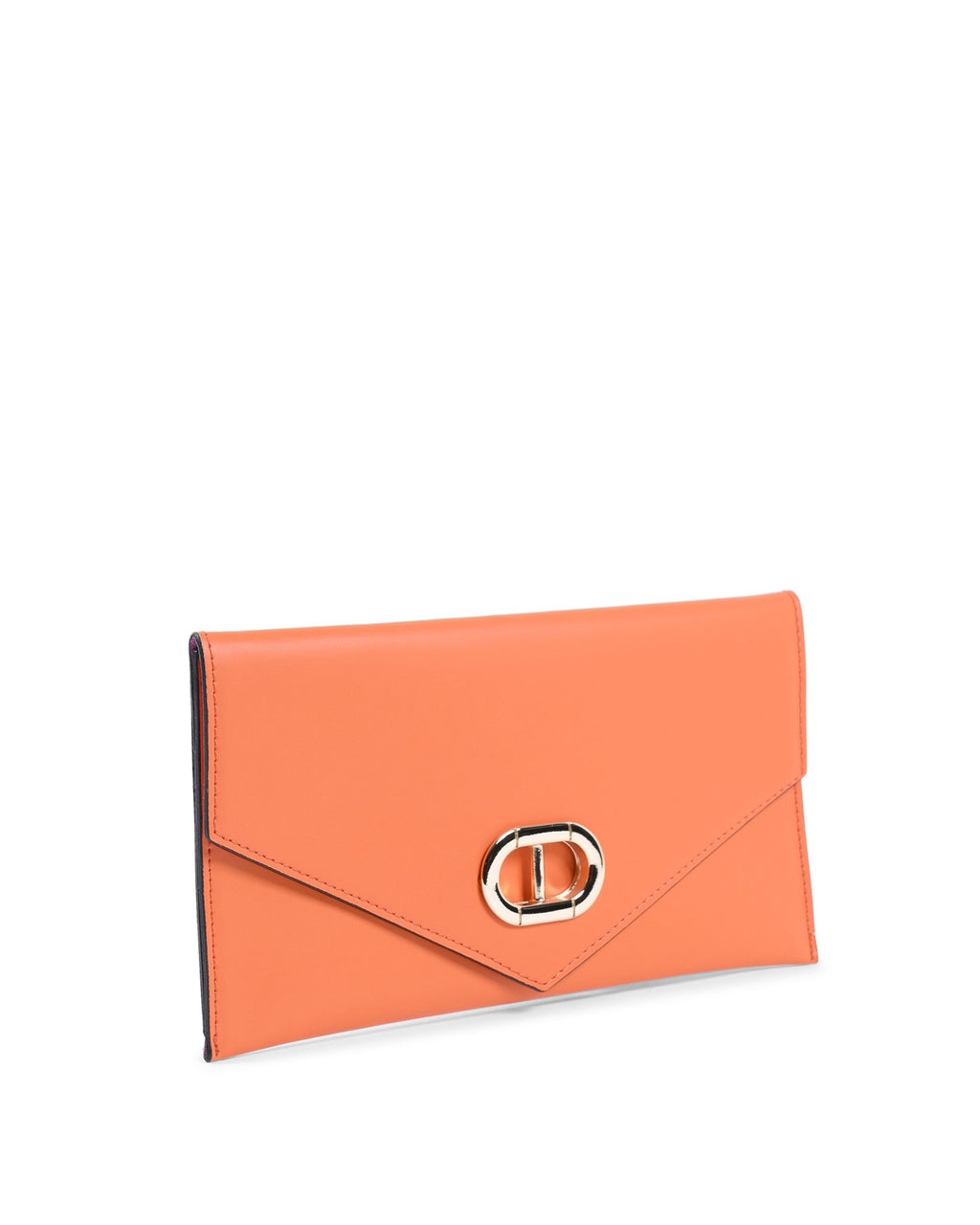 Clutch tipo sobre de piel color naranja