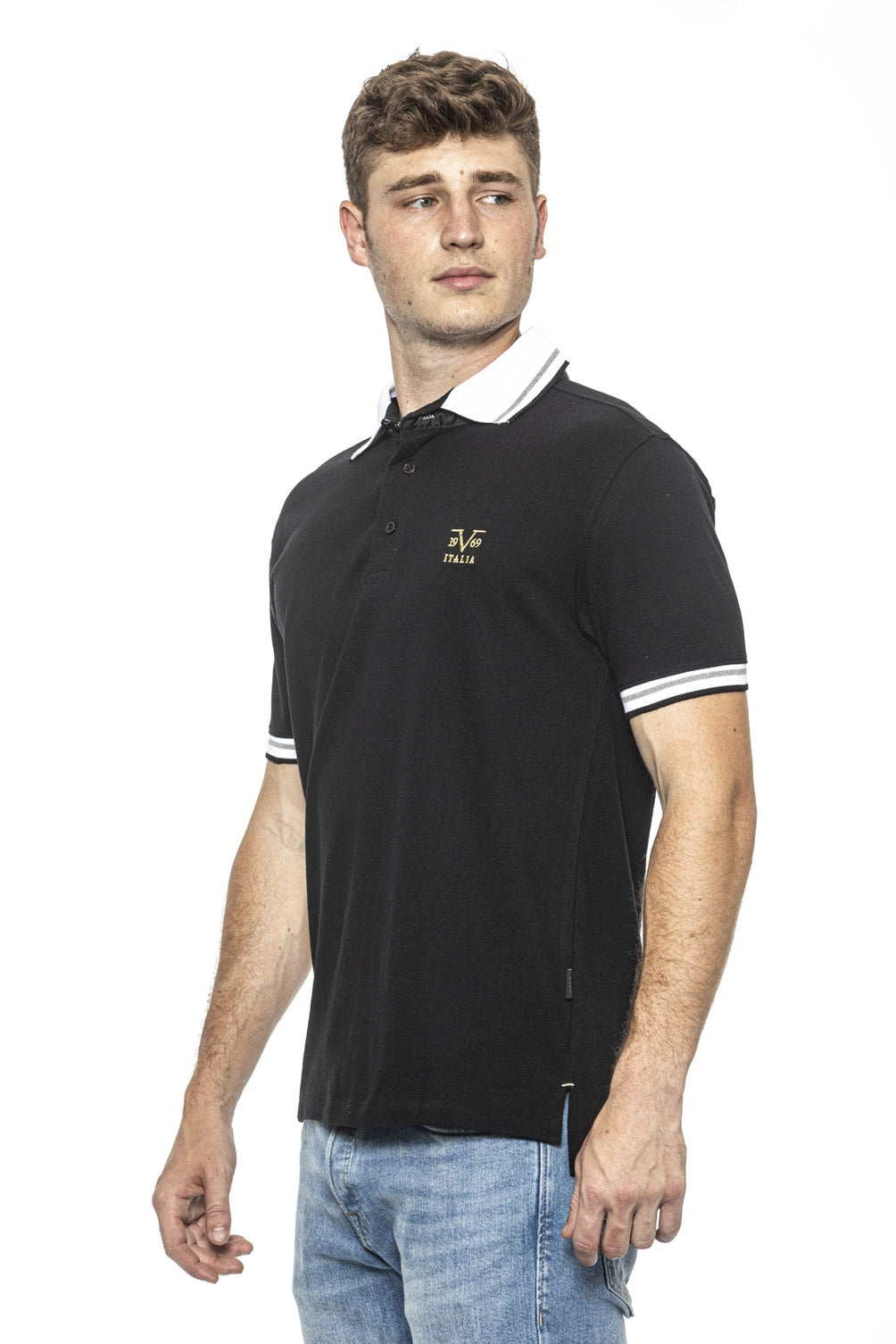19V69 Italia Polo para hombre Negro RETRO NEGRO