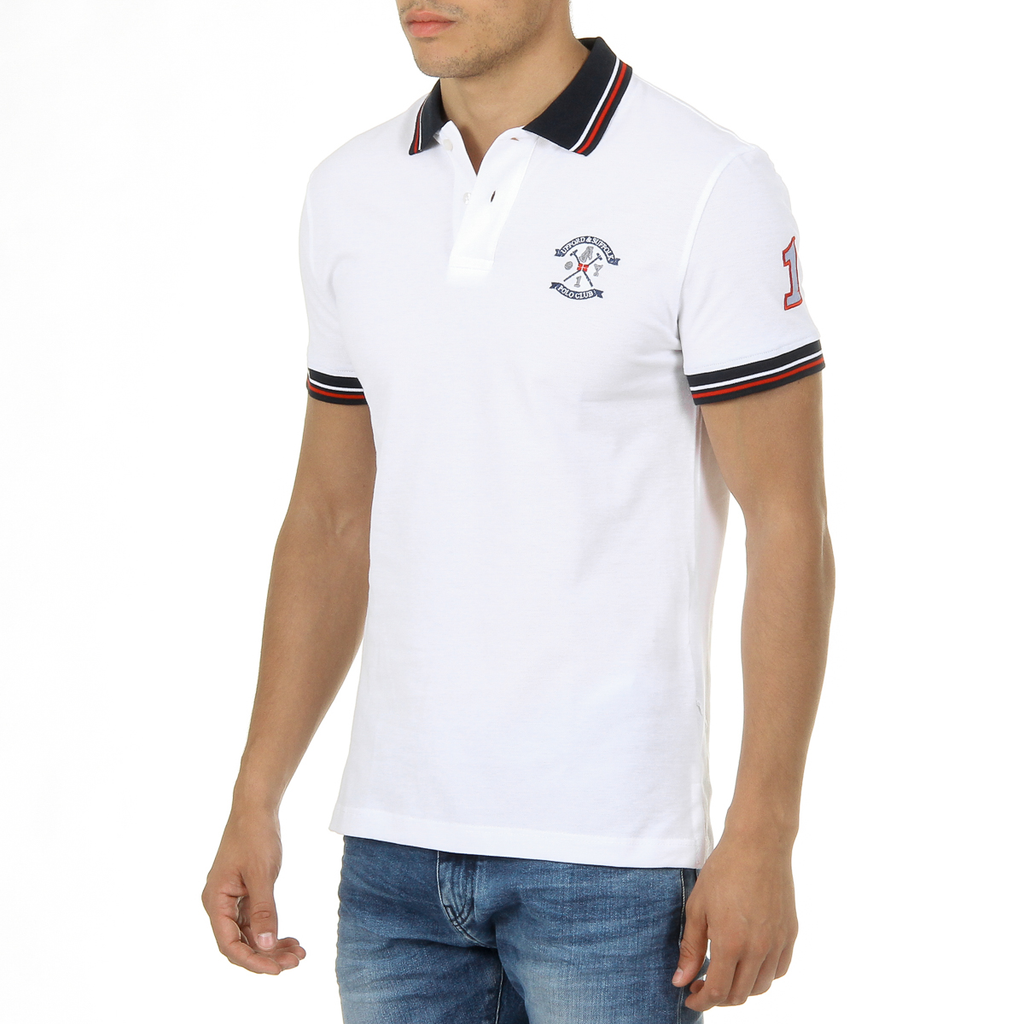 Polo Ufford & Suffolk Polo Club para hombre, manga corta, blanco, APACHE