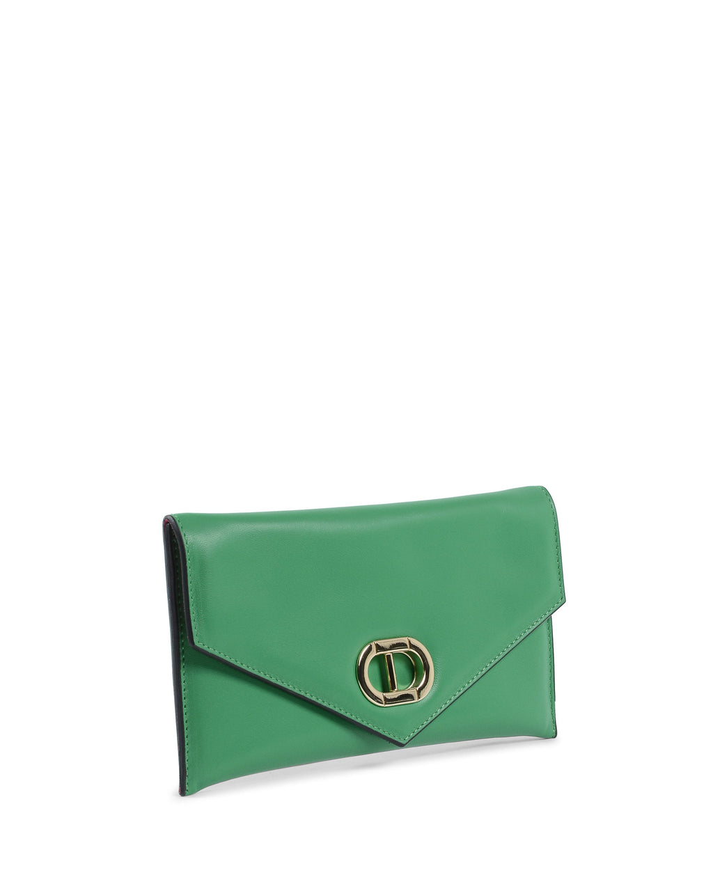 Clutch tipo sobre de piel verde