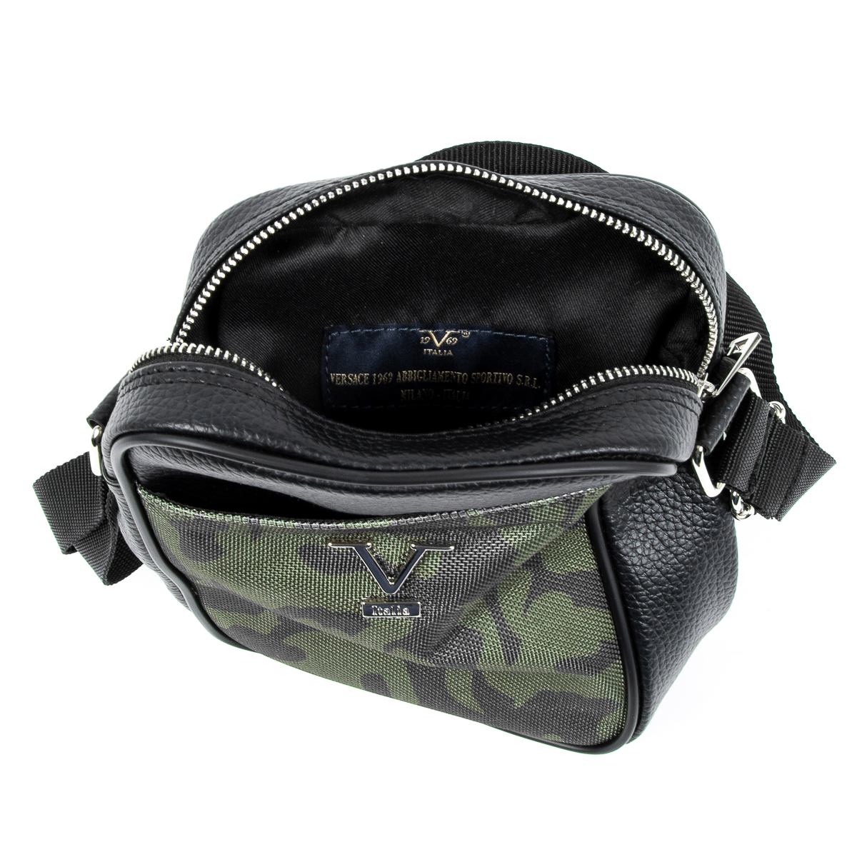 V 1969 Italia Mens Shoulder Bag Black MILITARY