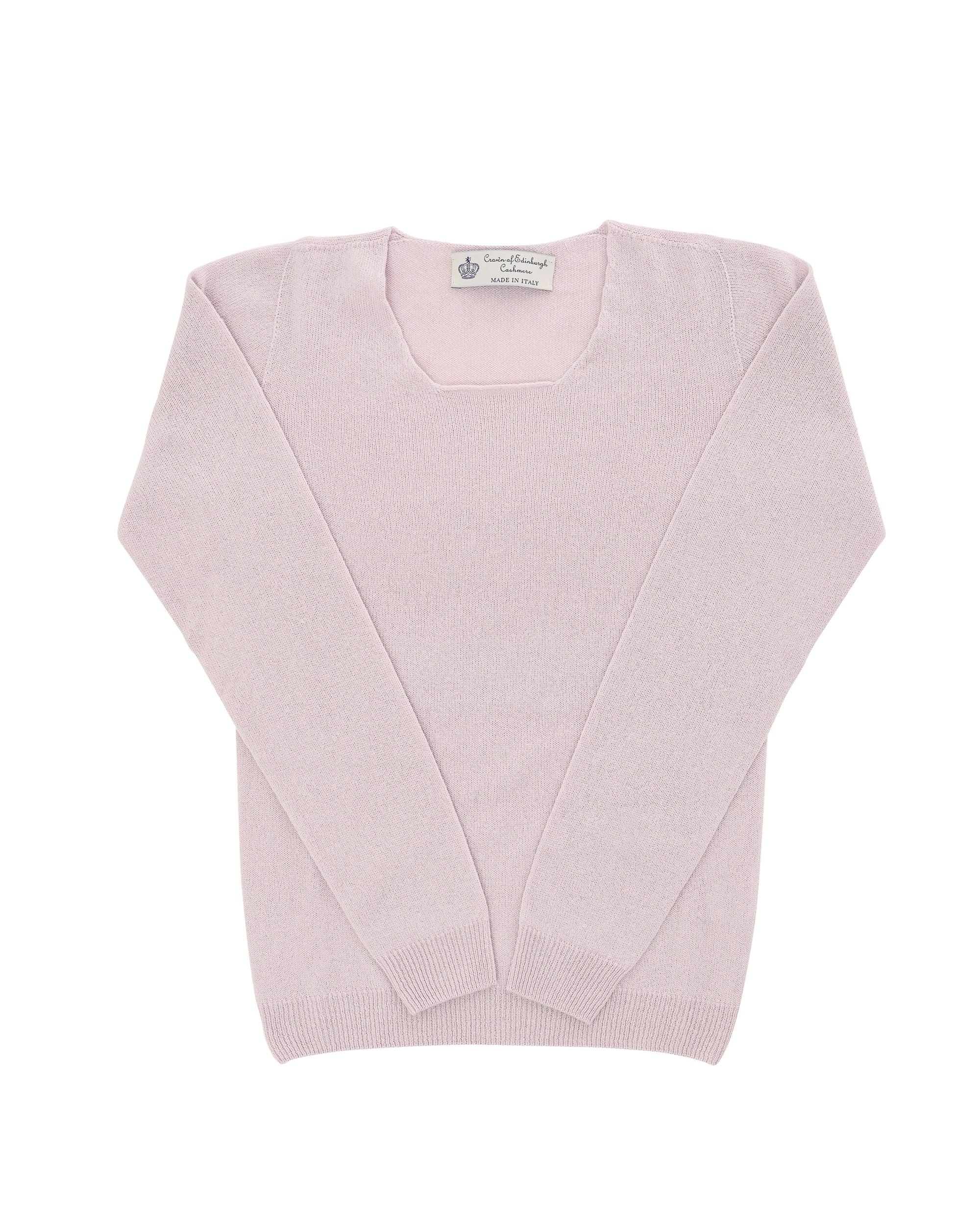 Suéter de cachemira con cuello cuadrado para mujer Crown of Edinburgh COE 0024 ROSA