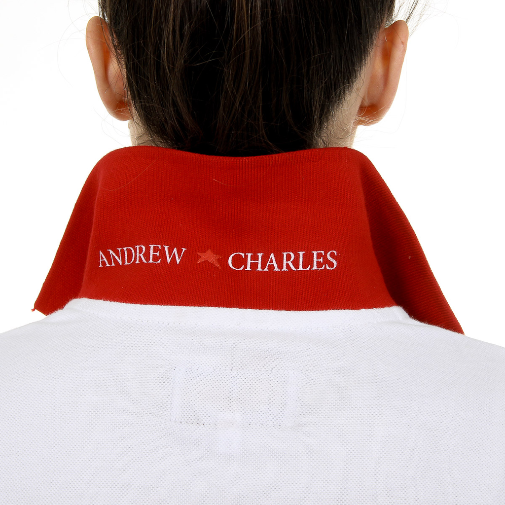 Polo Andrew Charles para mujer, manga corta, blanco, NIA