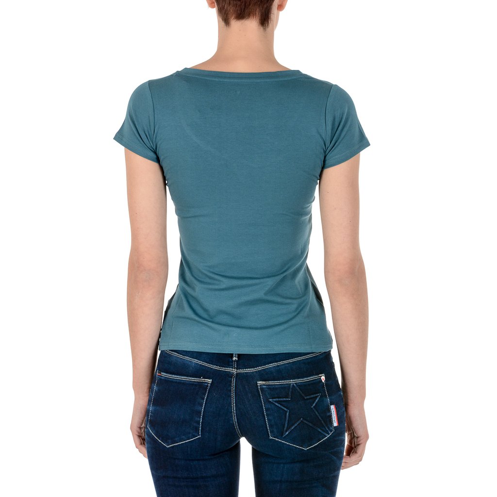 Camiseta Andrew Charles para mujer, manga corta, cuello en V, verde TAPIWA