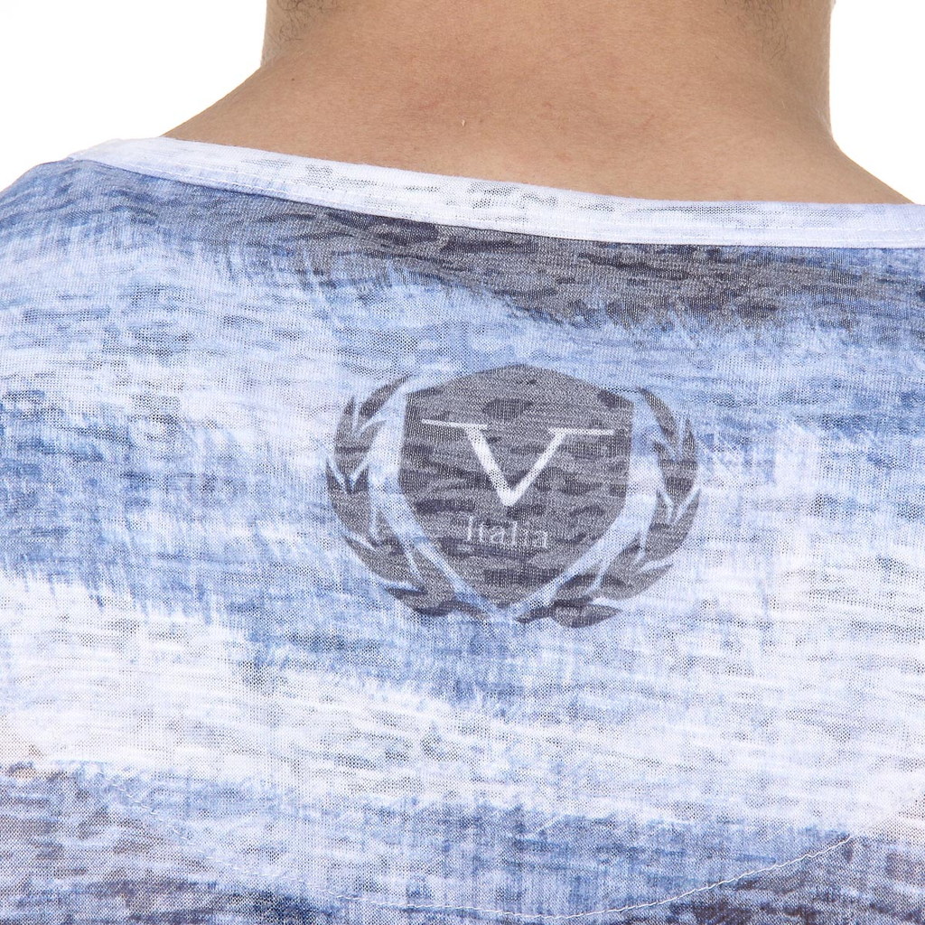 V 1969 Italia Mens T-shirt Short Sleeves Round Neck Light Blue LOGAN