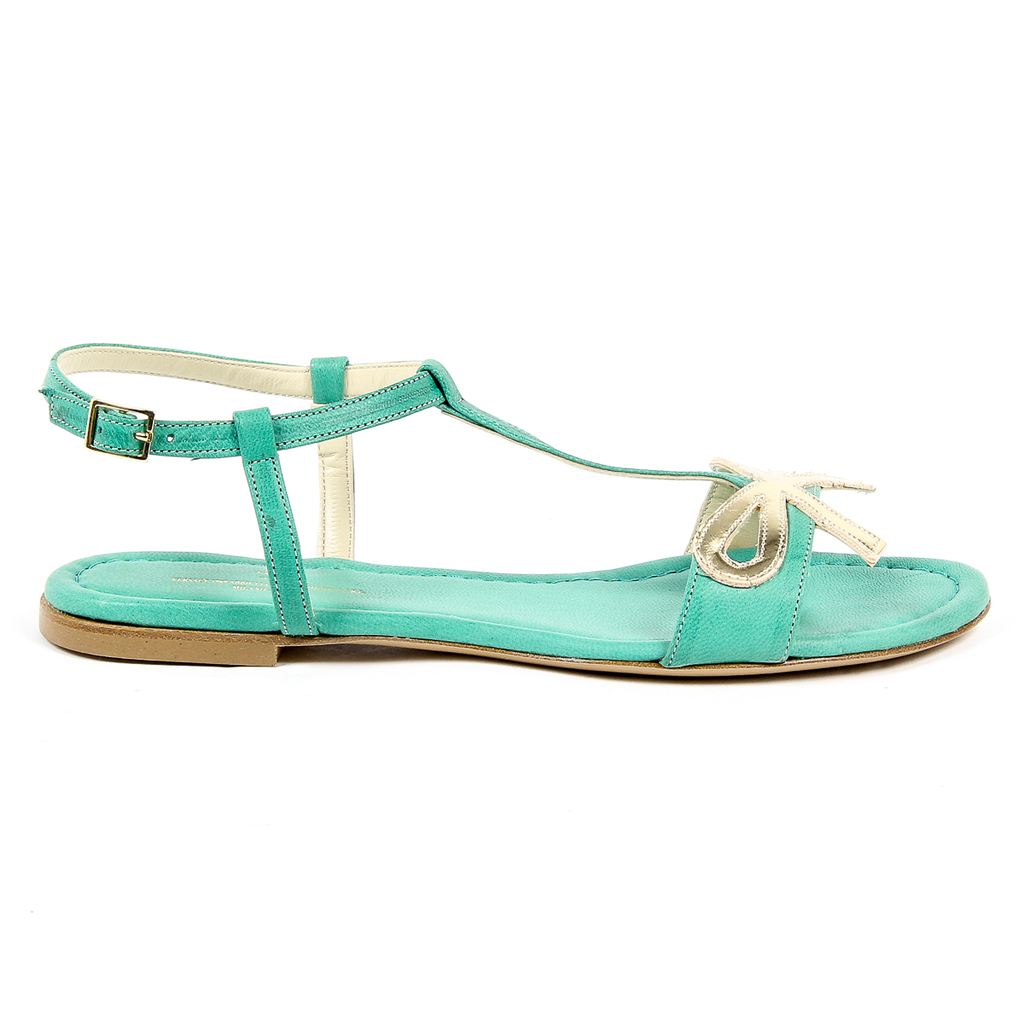 V 1969 Italia Sandalia plana para mujer Verde LISA