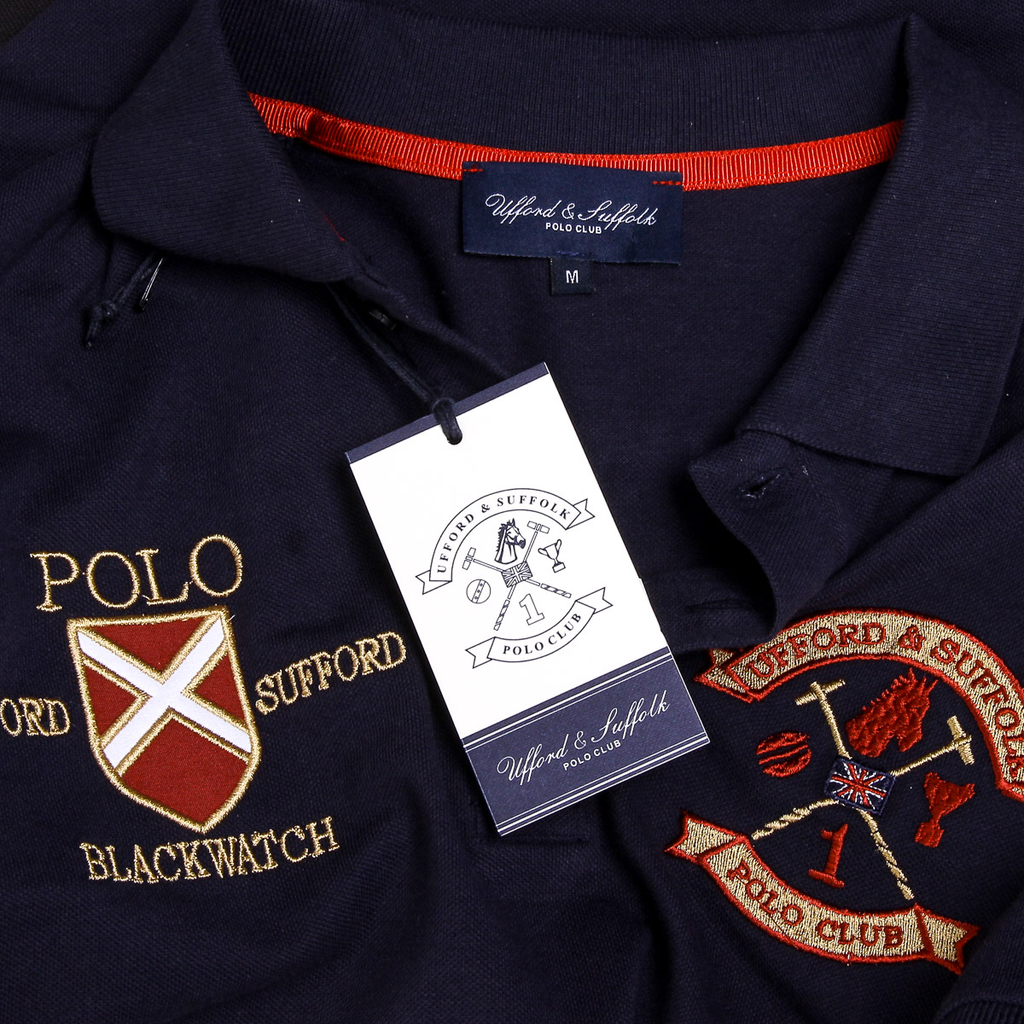 Polo Ufford & Suffolk Polo Club para hombre, manga corta, US007, azul marino