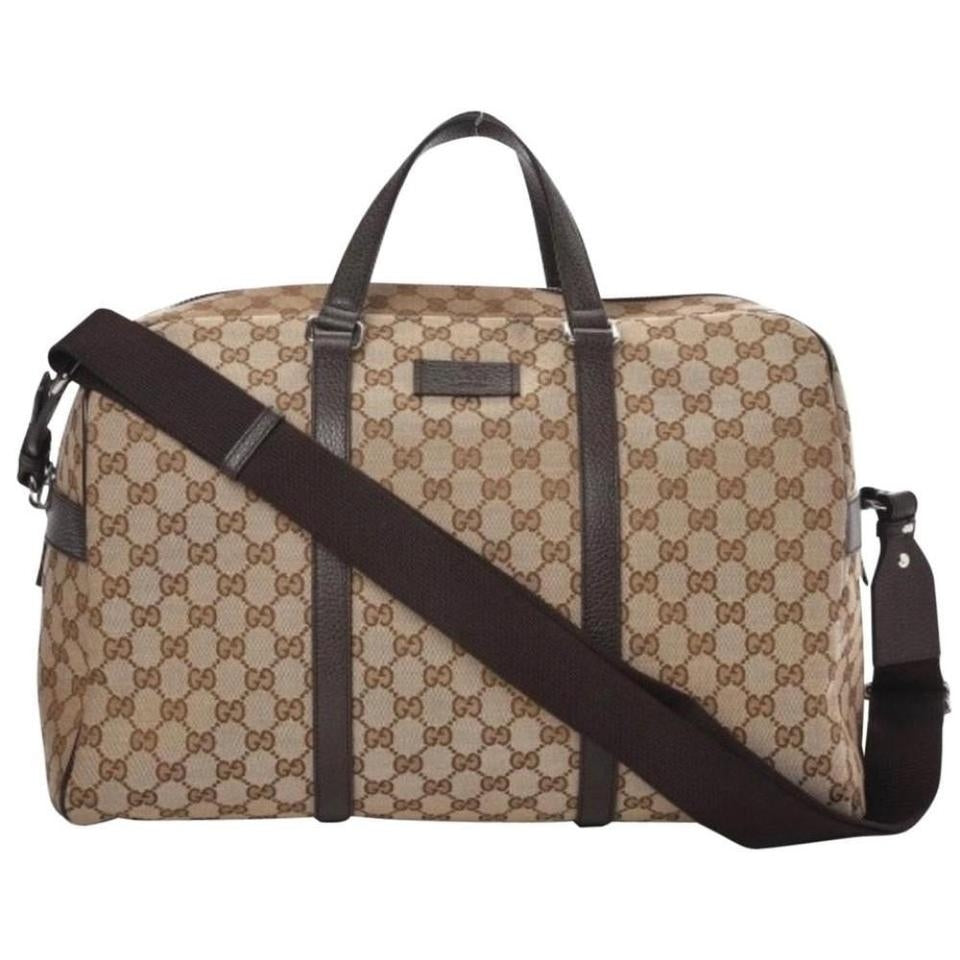 Bolso de lona grande Gucci GG original beige y marrón